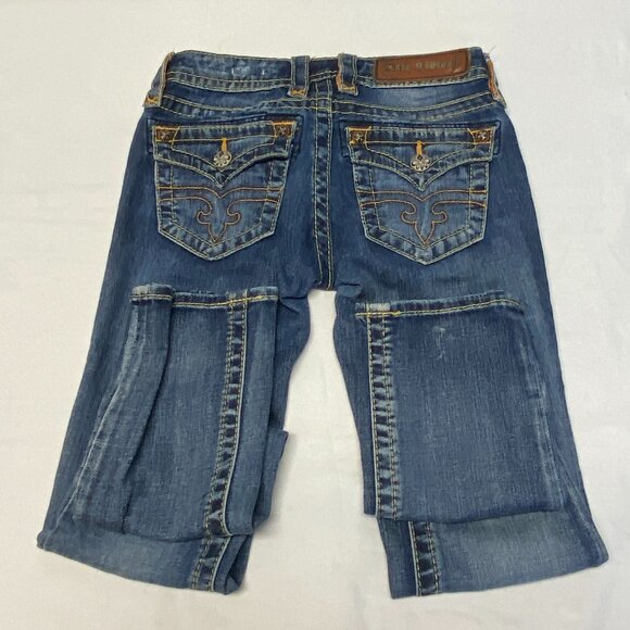 Low Rise Light Distress Jessica Straight Faded Denim Jeans 25 Rock Revival - Picture 10 of 16